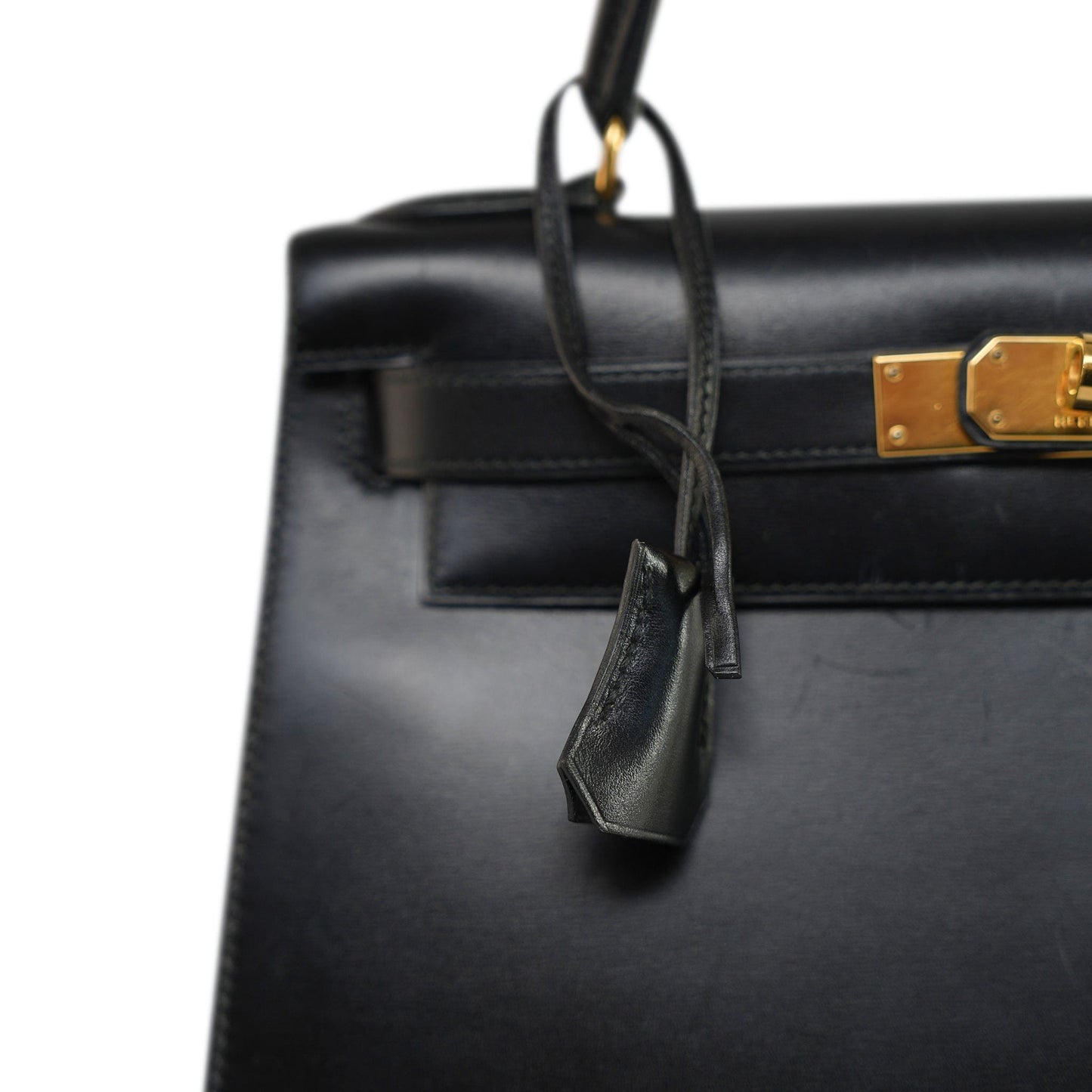 Vintage Kelly 28 Black Box Calfskin Gold Plated