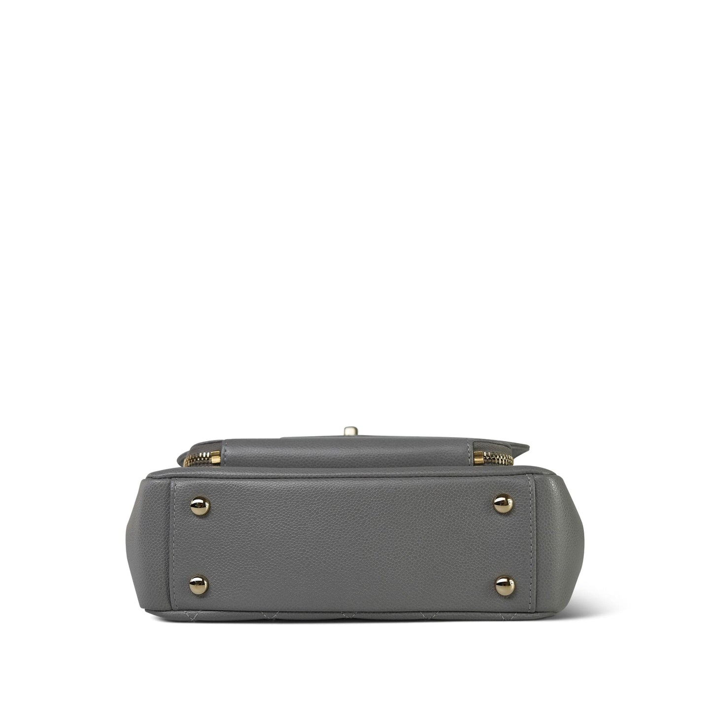 21B Grey Caviar Quilted Business Affinity Medium Flap Light Gold Hardware