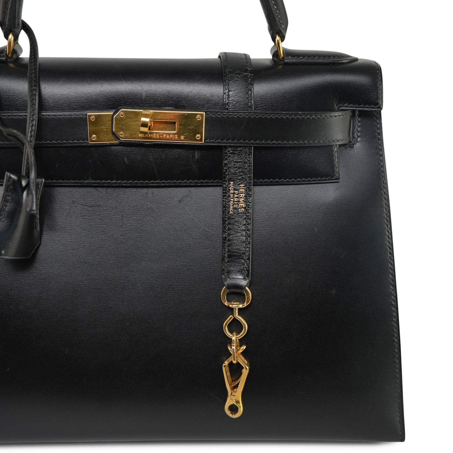 Vintage Kelly 28 Black Box Calfskin Gold Plated