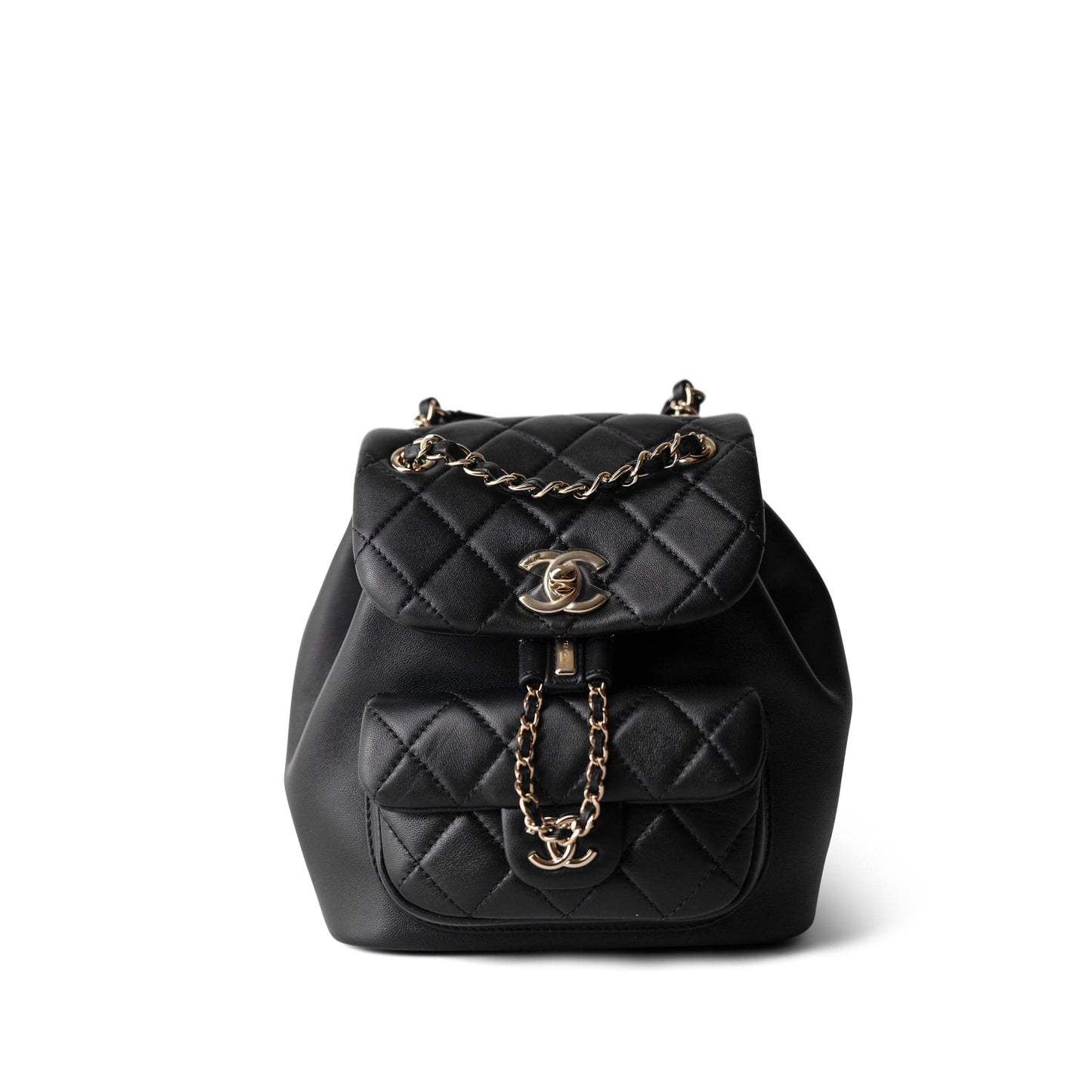 22A Black Lambskin Leather Duma Backpack Small LGHW