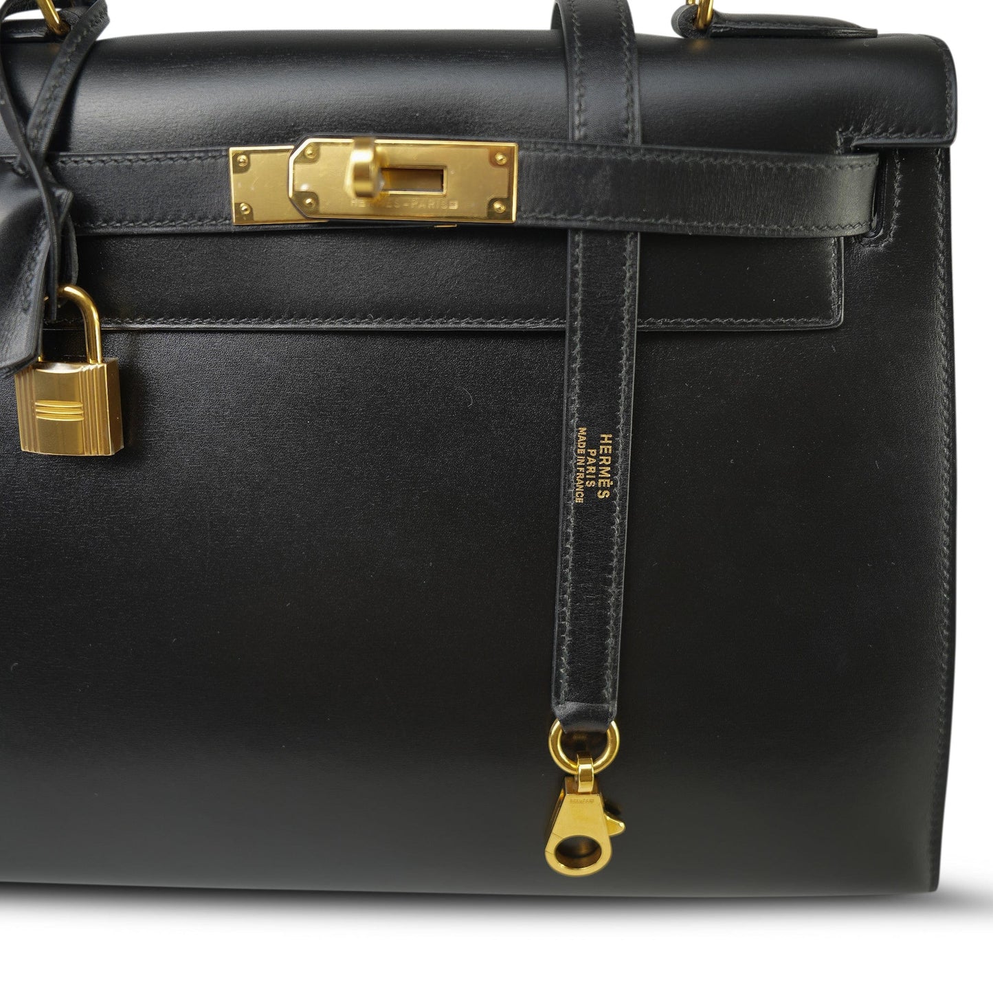 Vintage Kelly Sellier 28 Black Box Calfskin Gold Plated (Y) Stamp