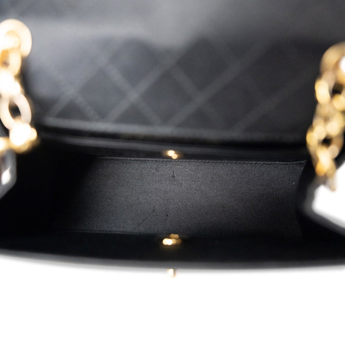 Vintage Black CC Satin Trapezoid Flap Bag