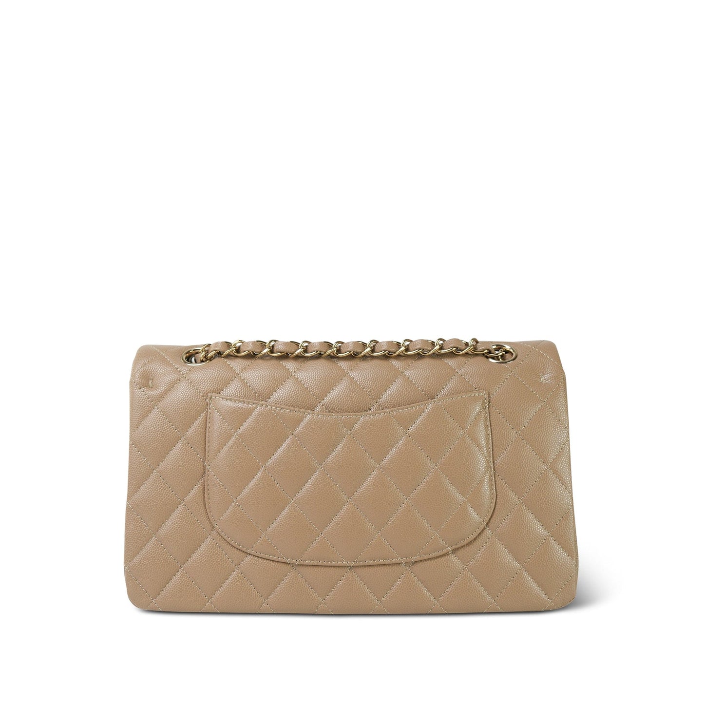 22A Dark Beige Quilted Caviar Classic Flap Medium LGHW