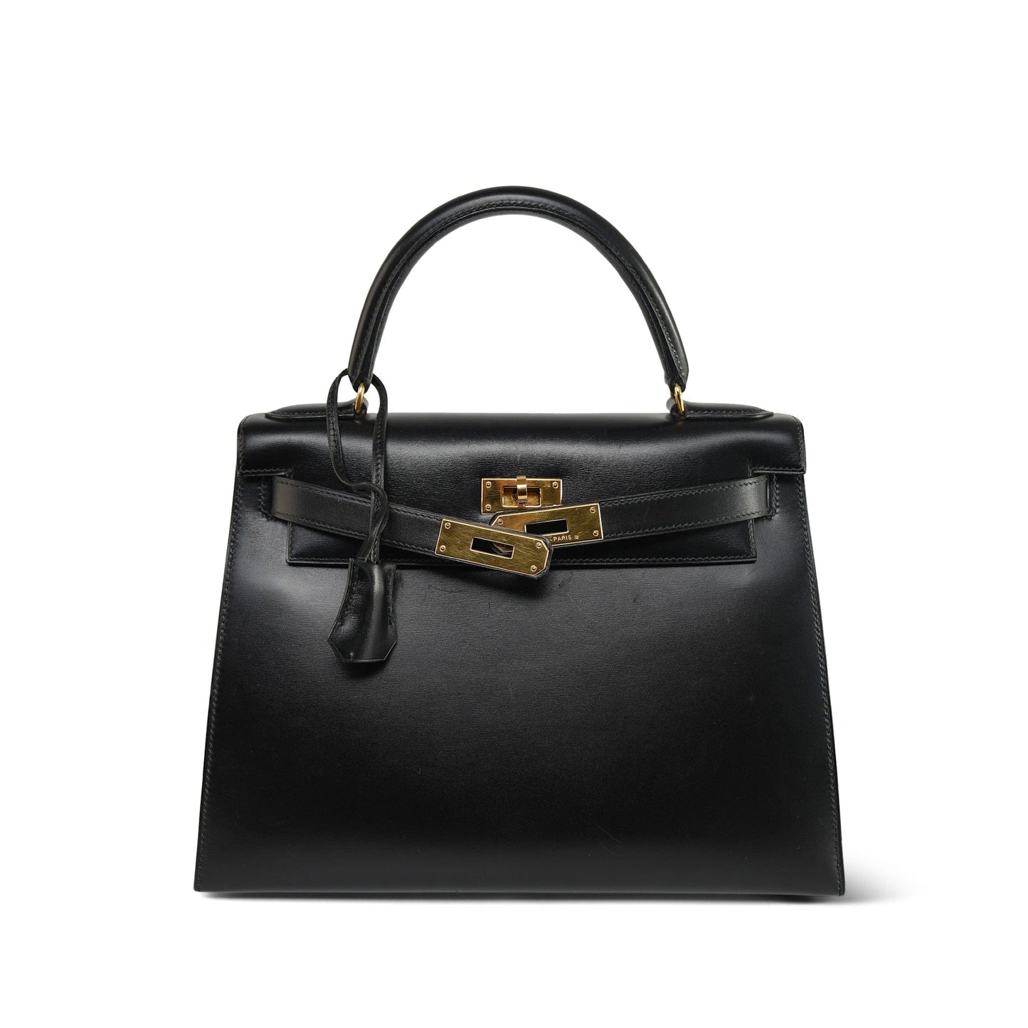 Vintage Kelly 28 Black Box Calfskin Gold Plated