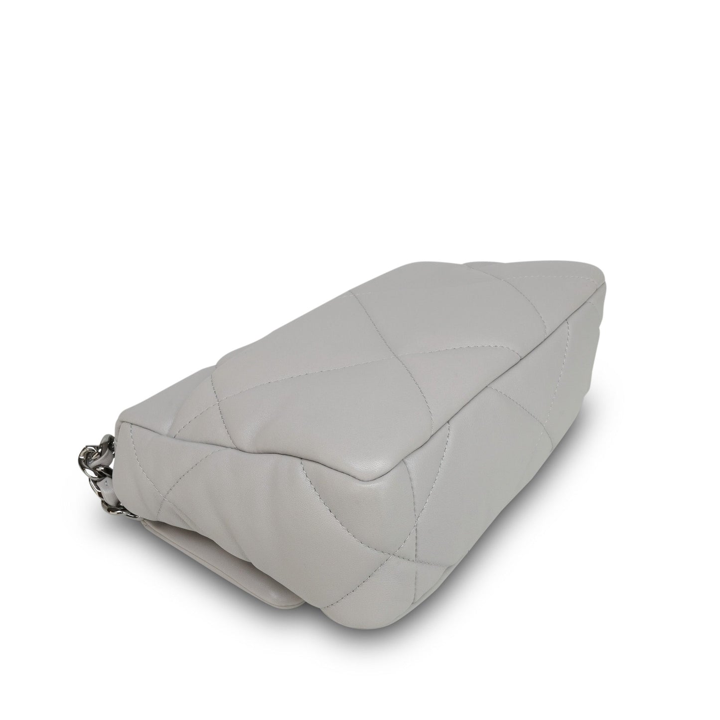 21A Light Grey Lambskin Quilted 19 Flap Small Mixed Hardware