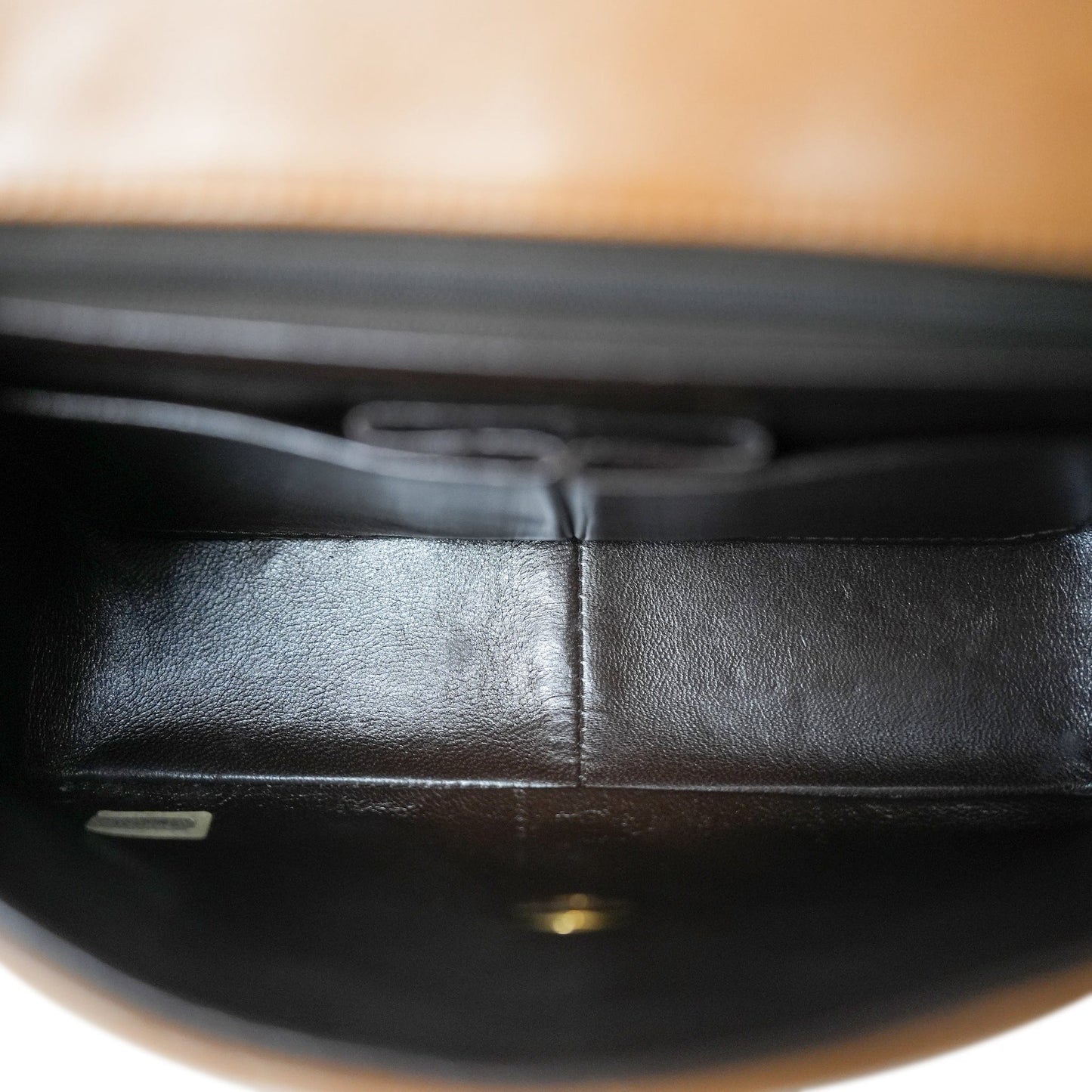 Vintage Caramel/Dark Brown Lambskin Quilted Square Flap Gold Hardware Mini