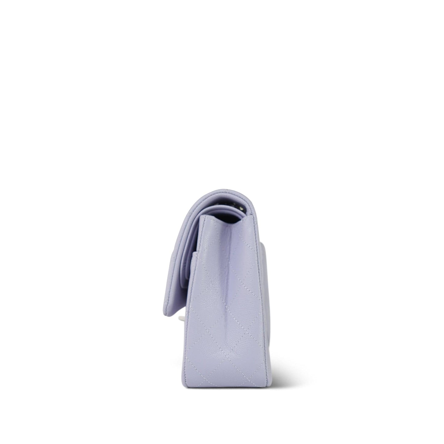 21K Light Purple/ Lilac Caviar Quilted Classic Flap Medium Silver Hardware