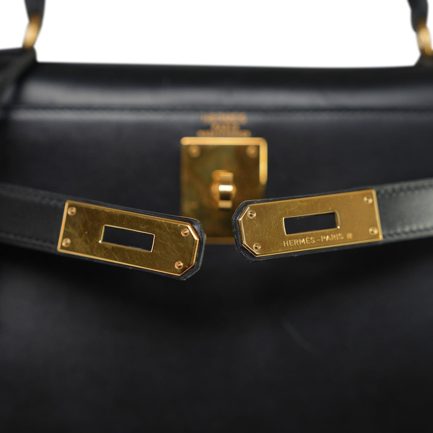 Vintage Kelly 28 Black Box Calfskin Gold Plated