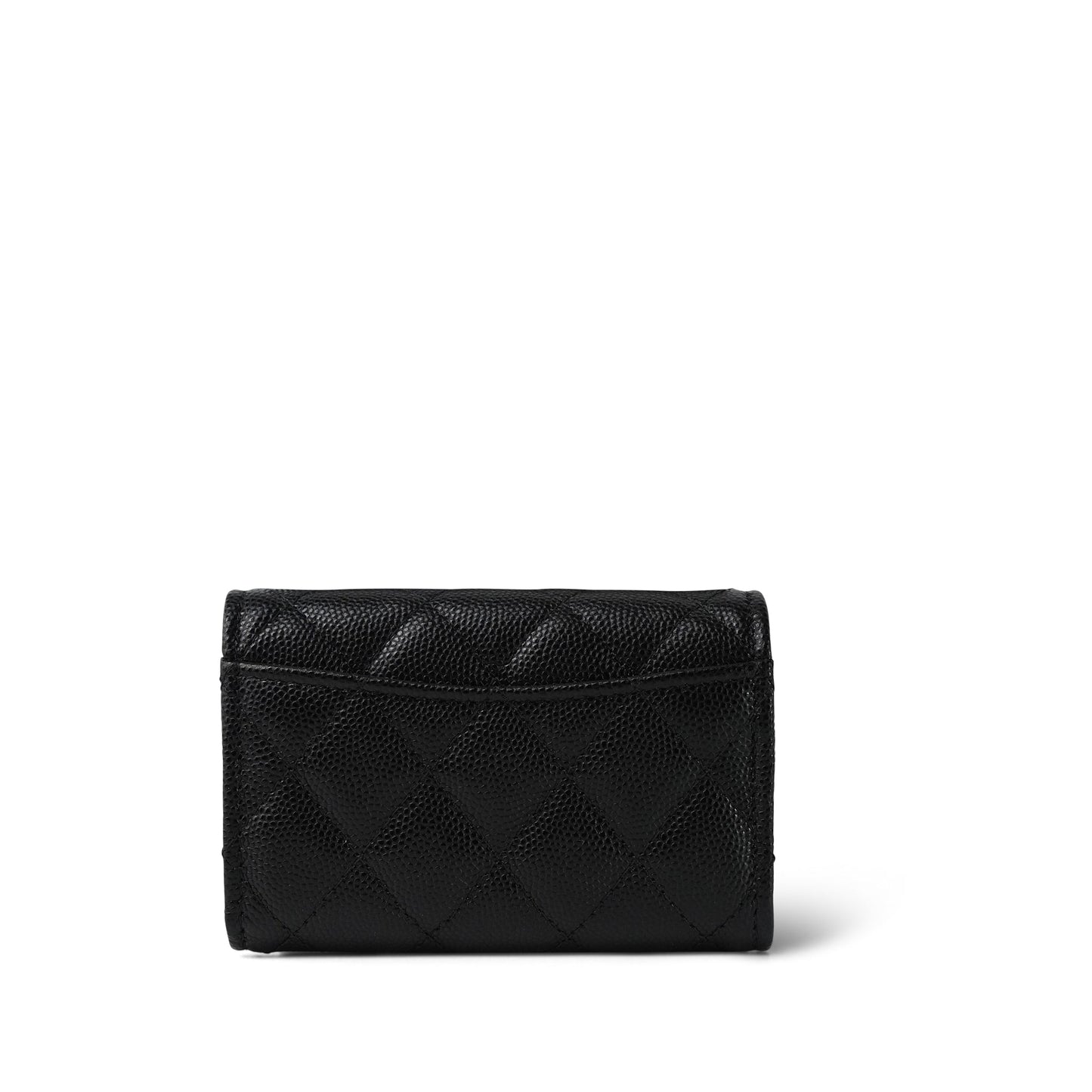 21K Black Caviar Quilted Classic Flap Key Holder SHW