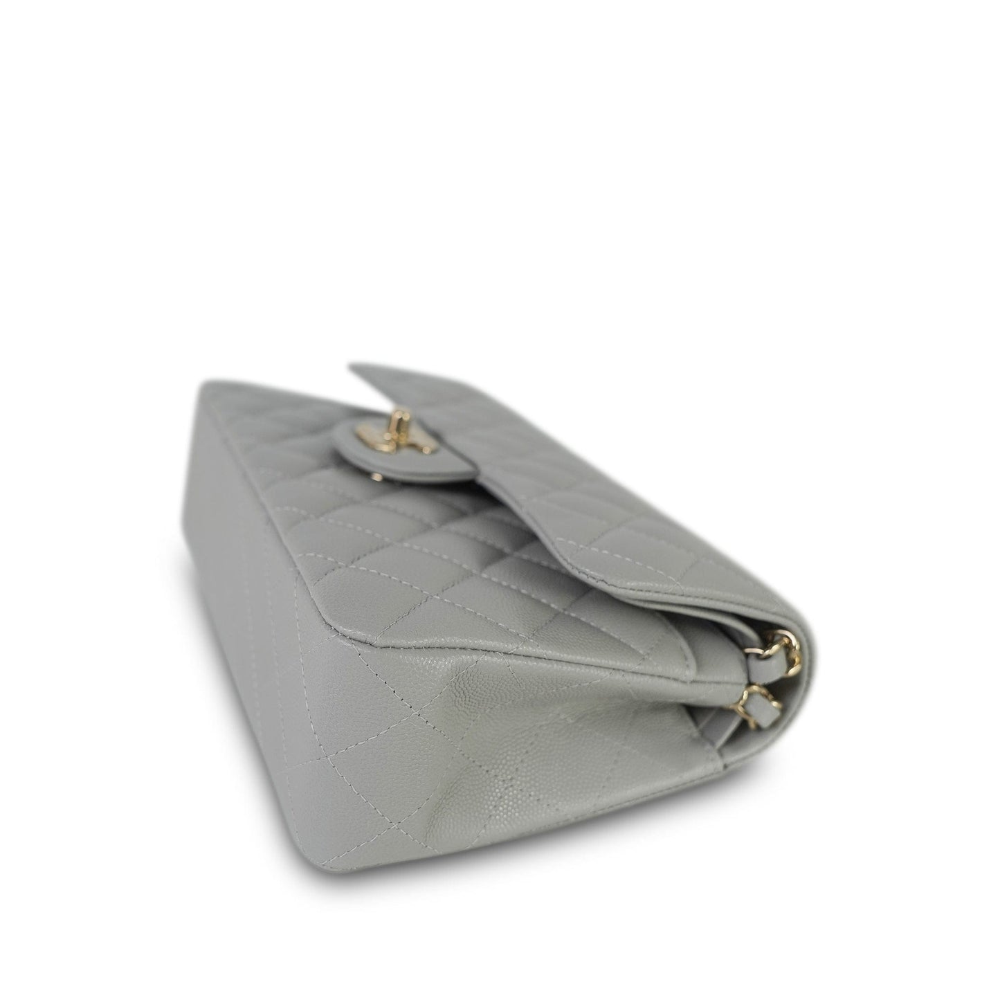 21A Grey Caviar Quilted Classic Flap Small LGHW