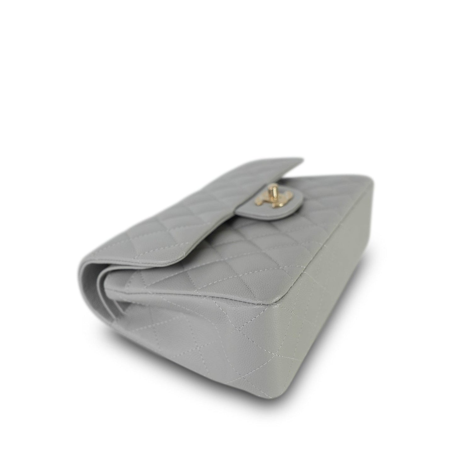 21A Grey Caviar Quilted Classic Flap Small LGHW