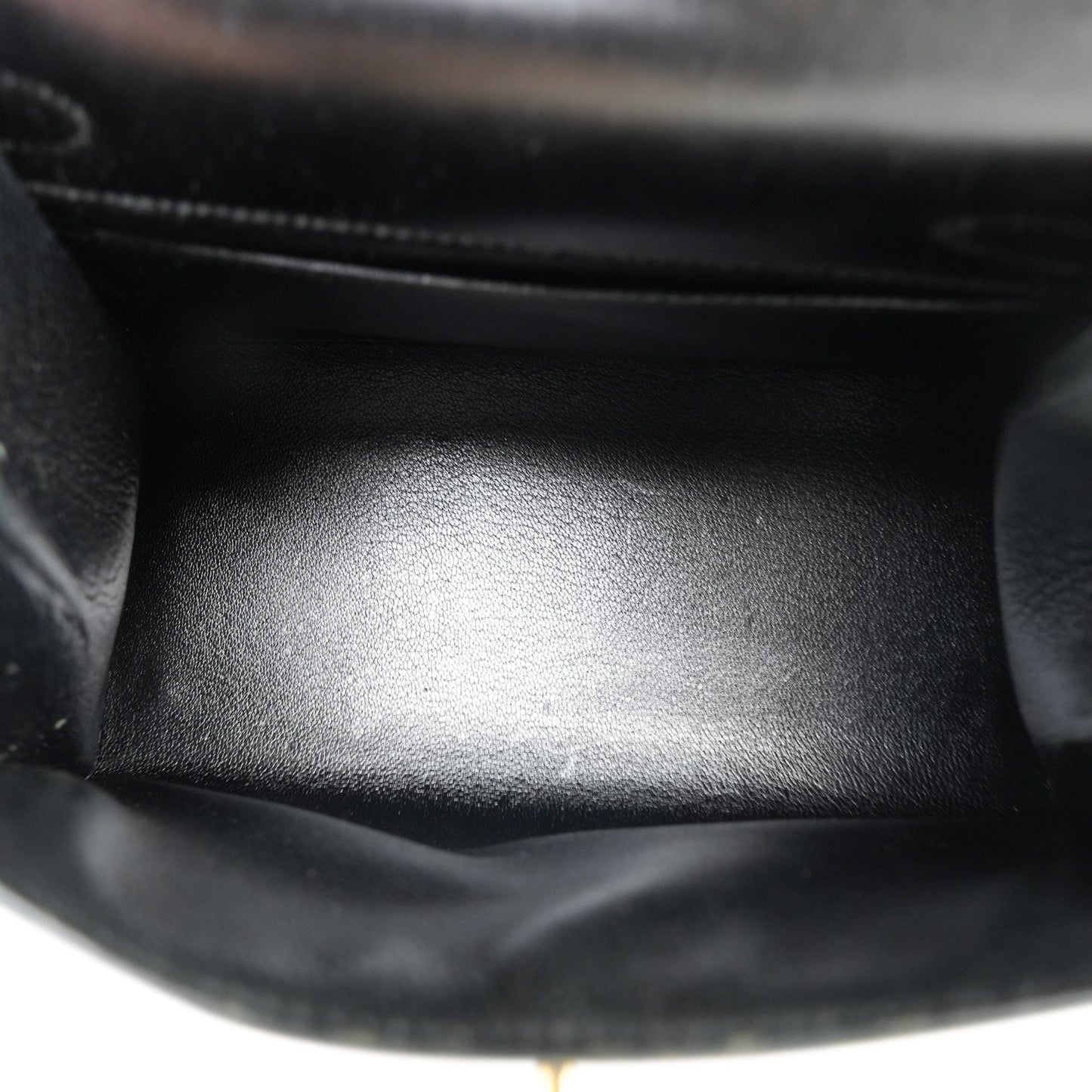 Vintage Mini Kelly Black Box Calfskin Gold Plated (U) Stamp