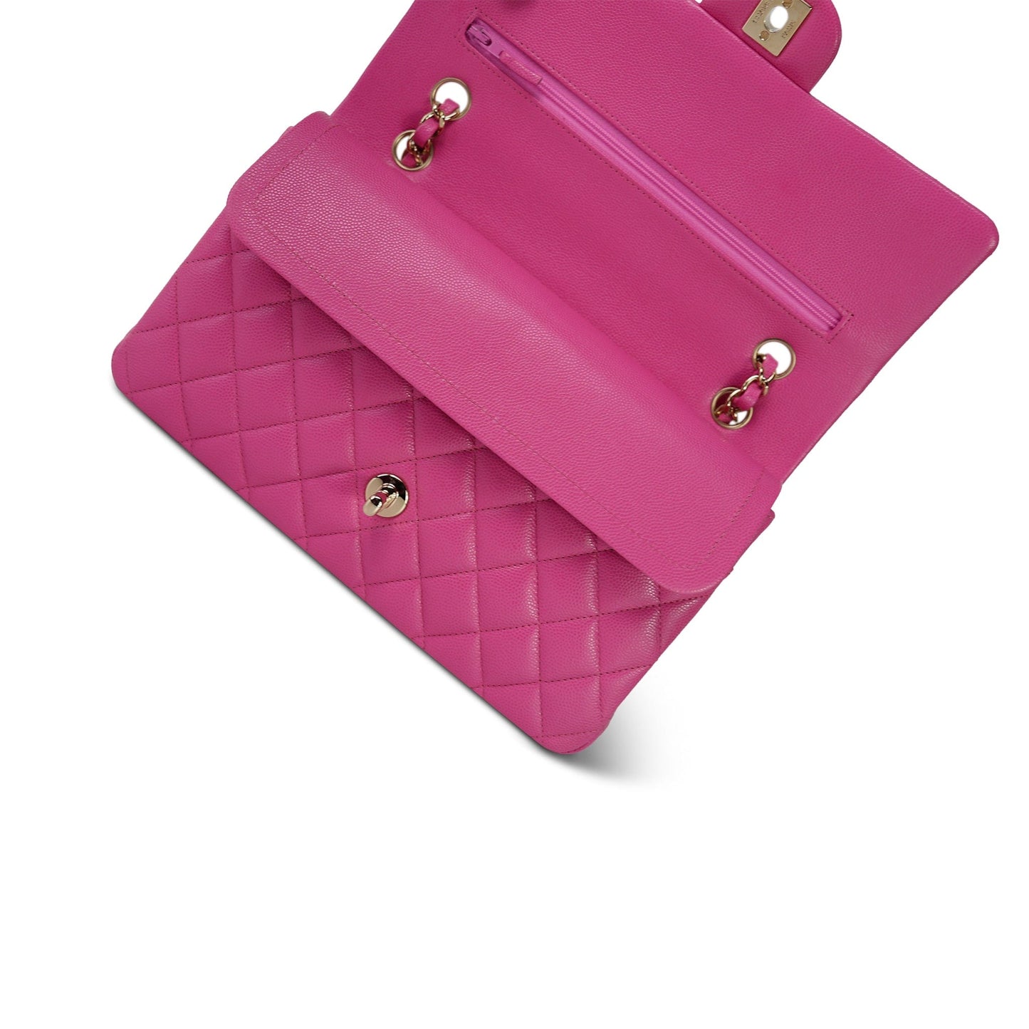 19C Pink Caviar Quilted Classic Flap Medium Light Gold Hardware