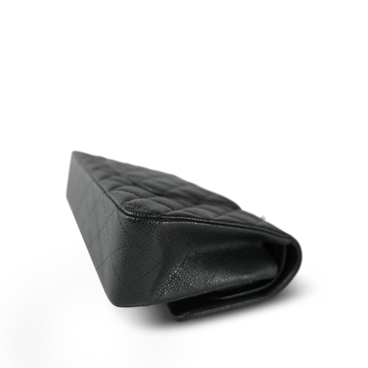 18S Dark Grey/Charcoal Caviar Quilted Classic Flap Medium Light Gold Hardware