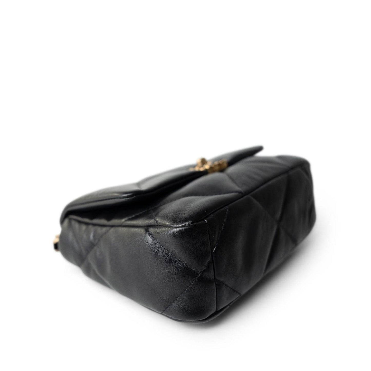 22A Black Lambskin Quilted 19 Flap Small Mixed Hardware