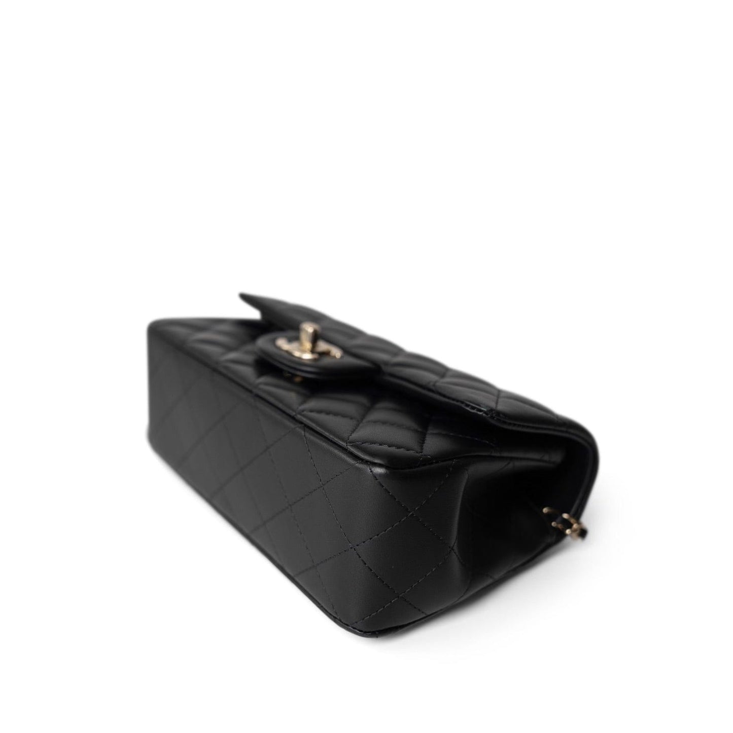 22A Black Lambskin Mini Top Handle Light Gold Hardware