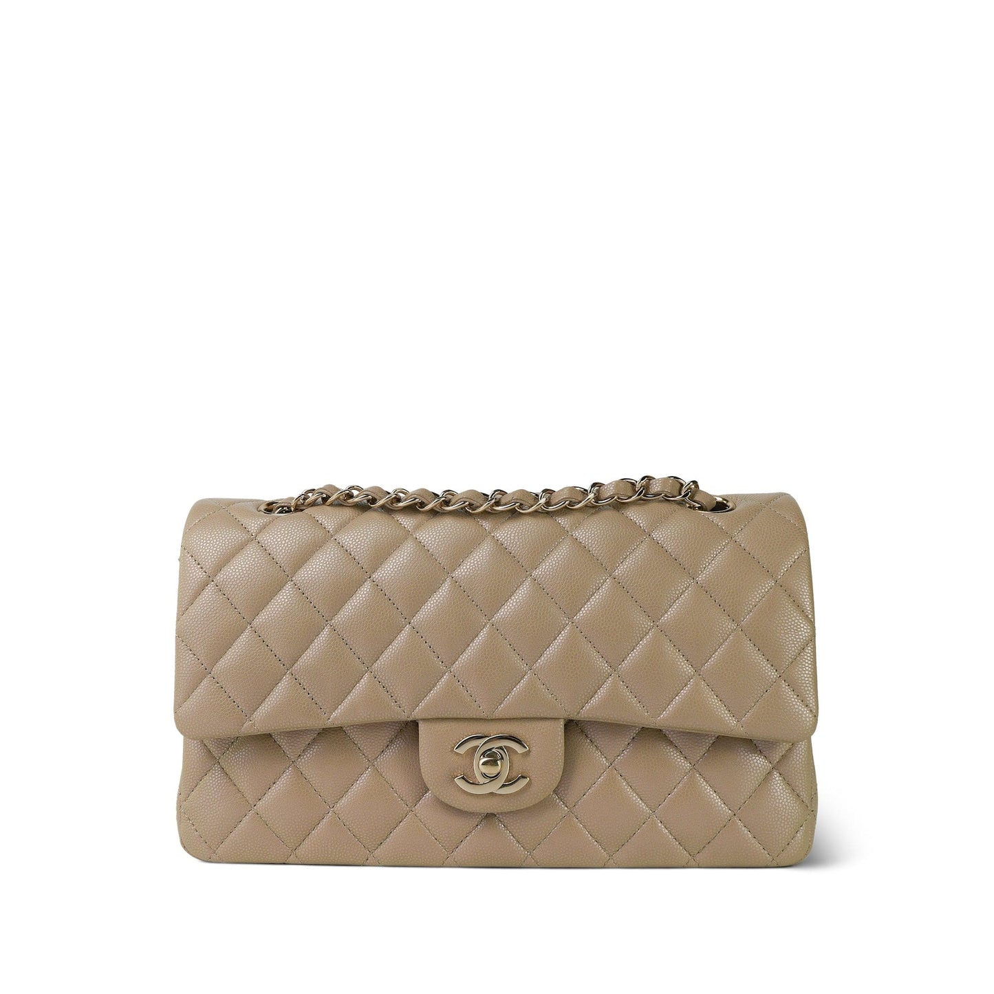 21S Iridescent Dark Beige Classic Flap Medium LGHW