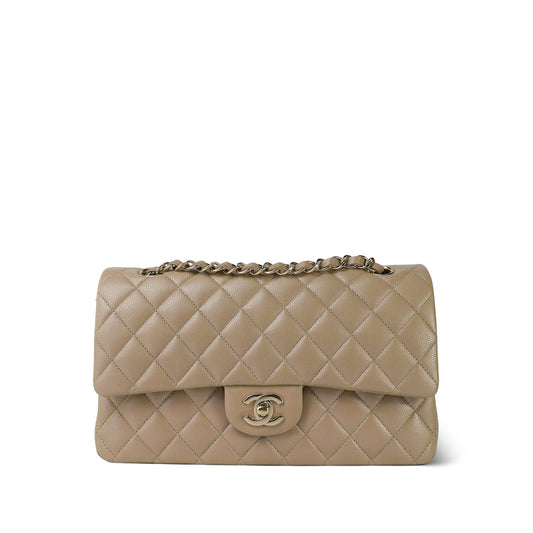 21S Iridescent Dark Beige Classic Flap Medium LGHW