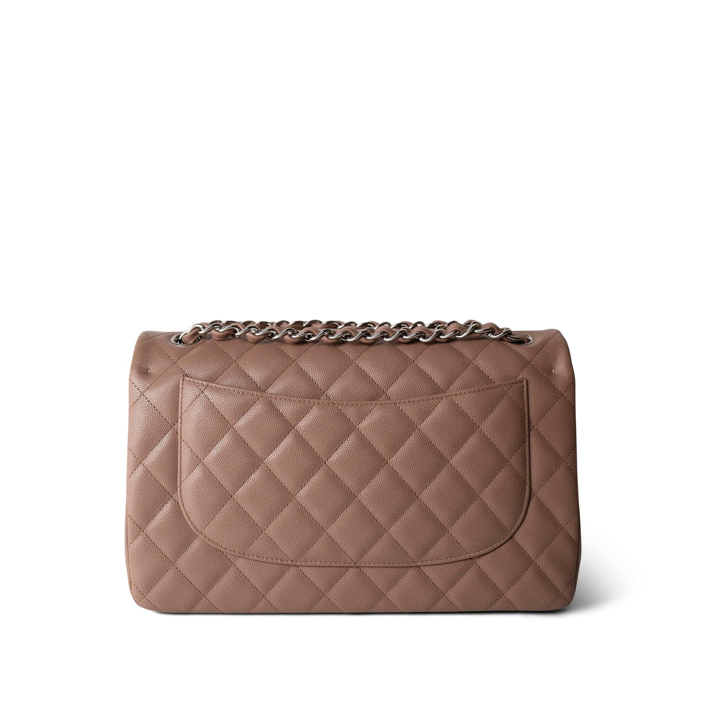 17B Dark Beige Caviar Quilted Classic Flap Jumbo Silver Hardware