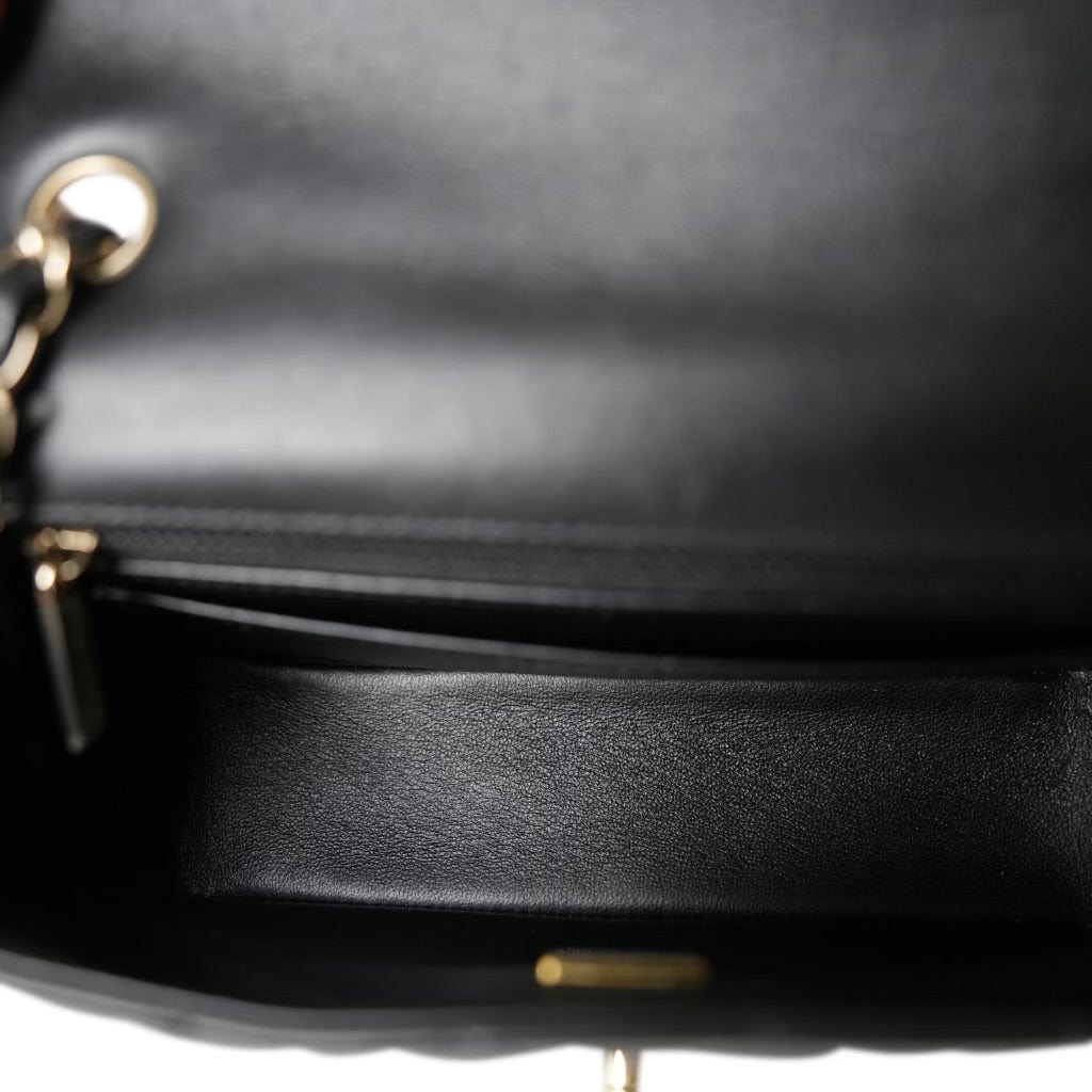 22A Black Lambskin Quilted Mini Rectangular Flap LGHW