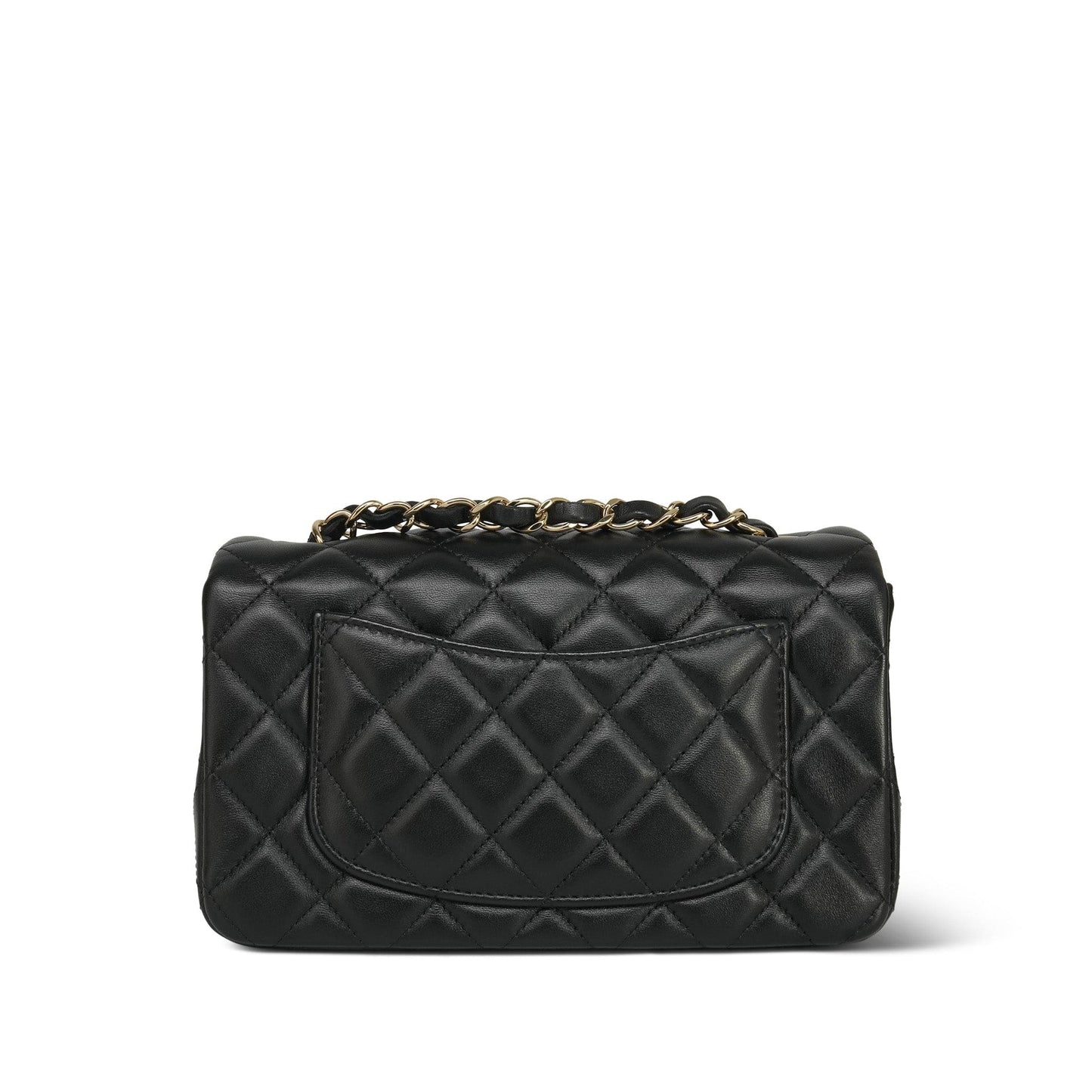 22A Black Lambskin Quilted Mini Rectangular Flap LGHW