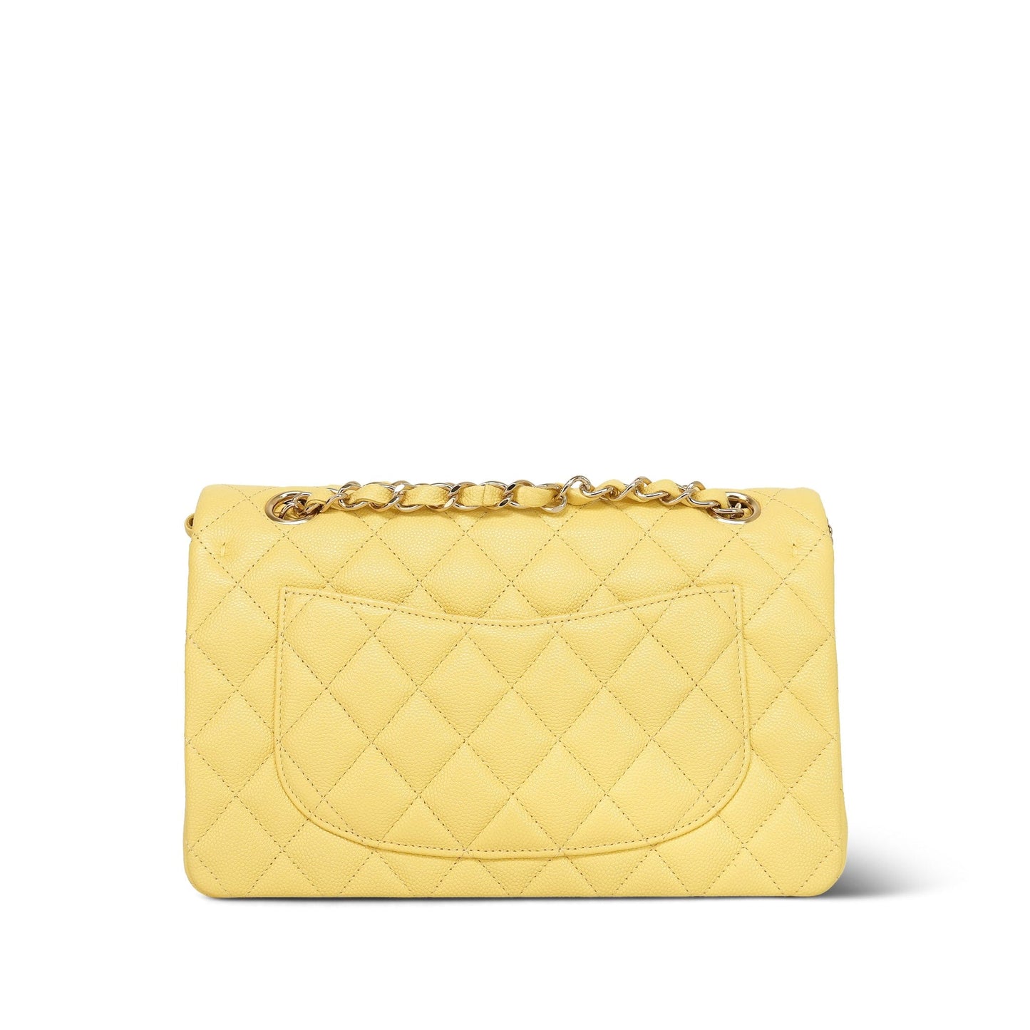 21P Yellow Caviar Quilted Classic Flap Small LGHW