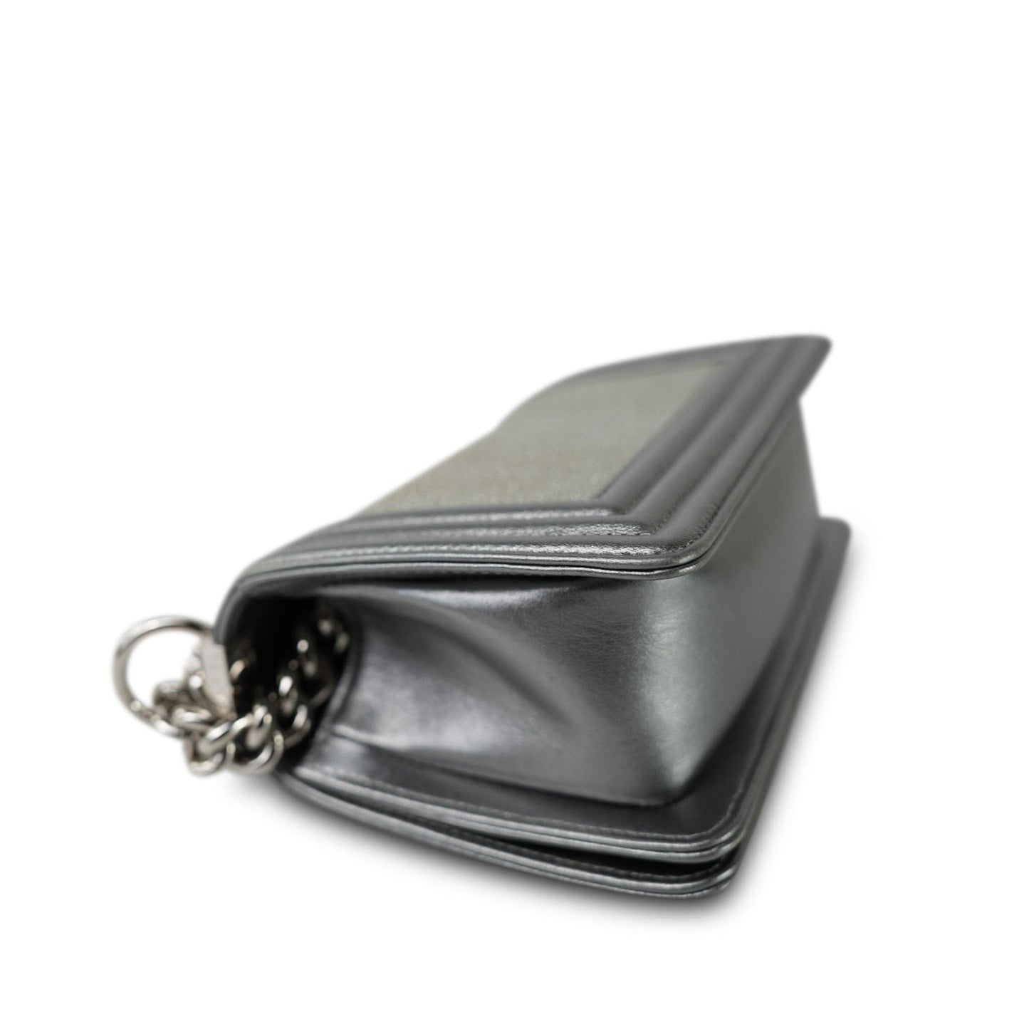 15K Silver Metallic Galuchat Stingray Boy Bag Small Silver Hardware