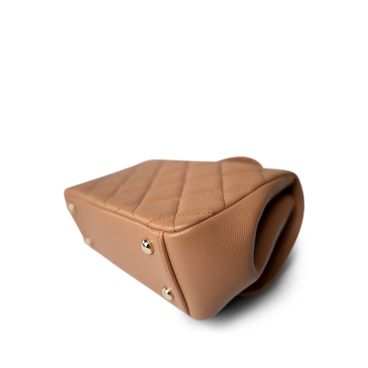 21P Caramel Beige Caviar Quilted Business Affinity Small Flap Light Gold Hardware