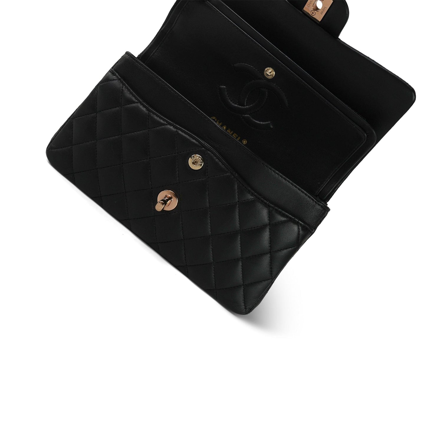 21B Black Lambskin Quilted Classic Flap Small Rose Gold Hardware