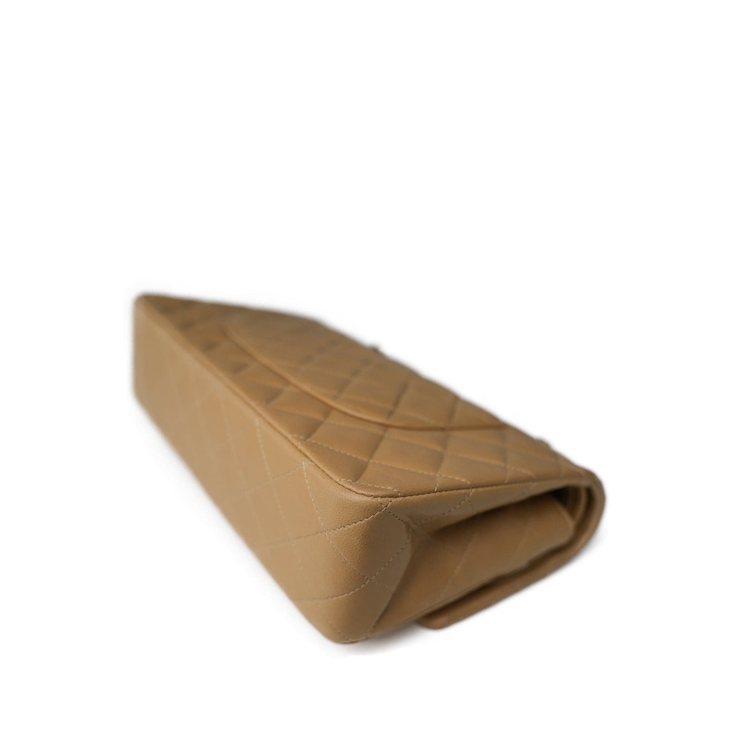 Vintage Beige Lambskin Quilted Classic Flap Medium GHW