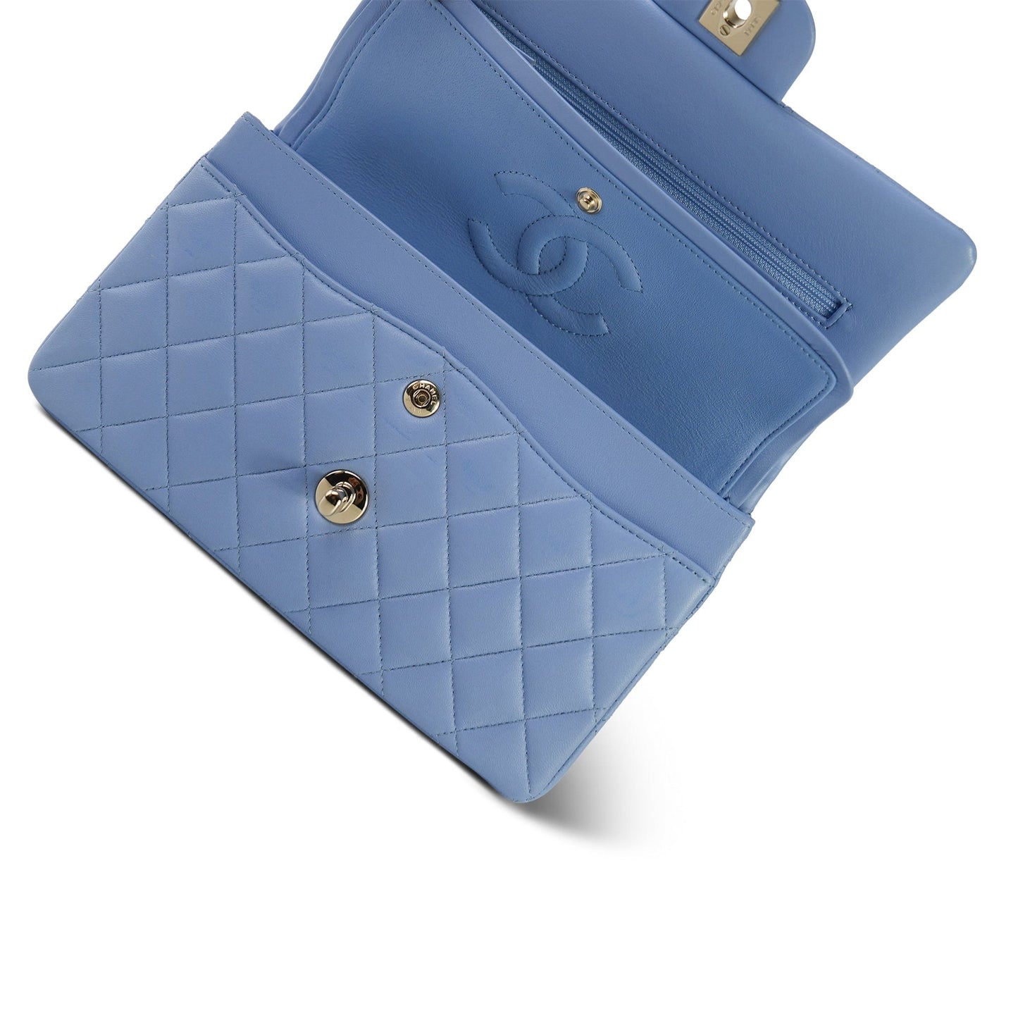 21C Blue Lambskin Quilted Classic Flap Small LGHW