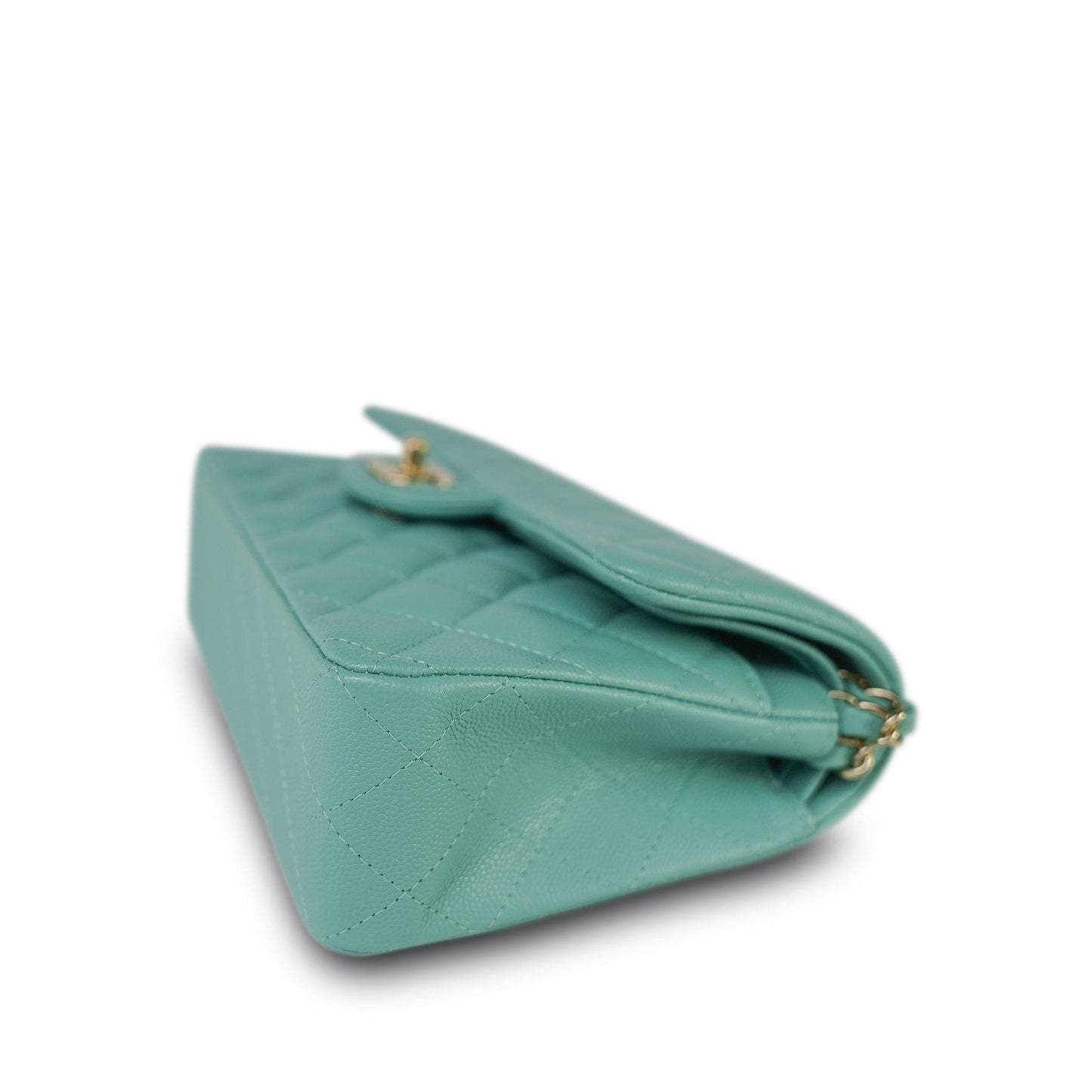 20c Tiffany Blue Caviar Quilted Small Classic Flap LGHW