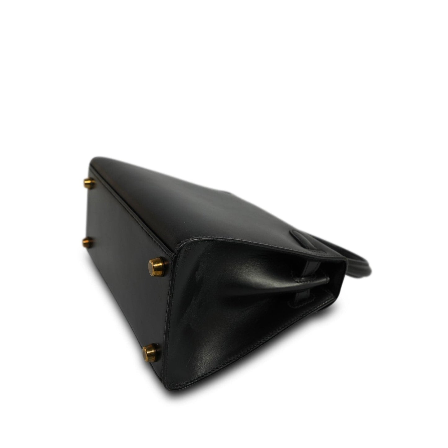 Vintage Mini Kelly Black Box Calfskin Gold Plated (U) Stamp