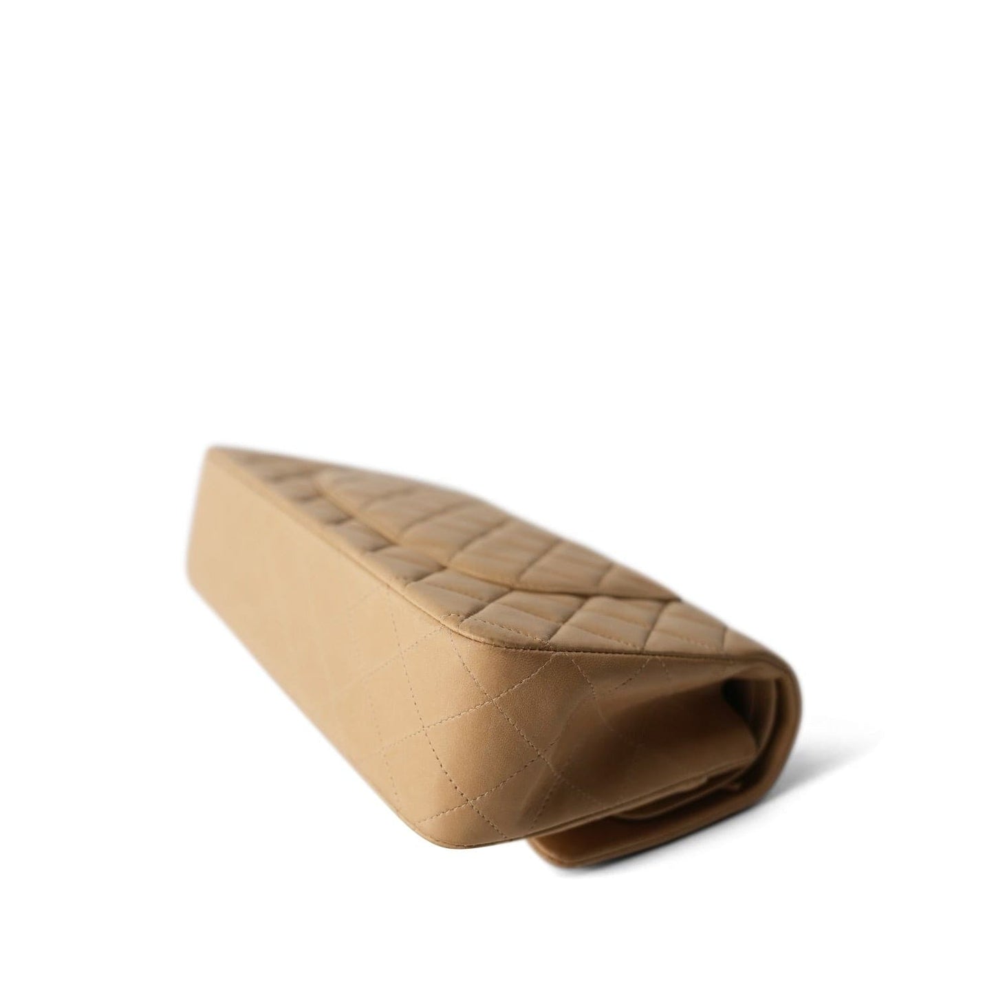 Vintage Beige Lambskin Quilted Medium Classic Flap Gold Hardware