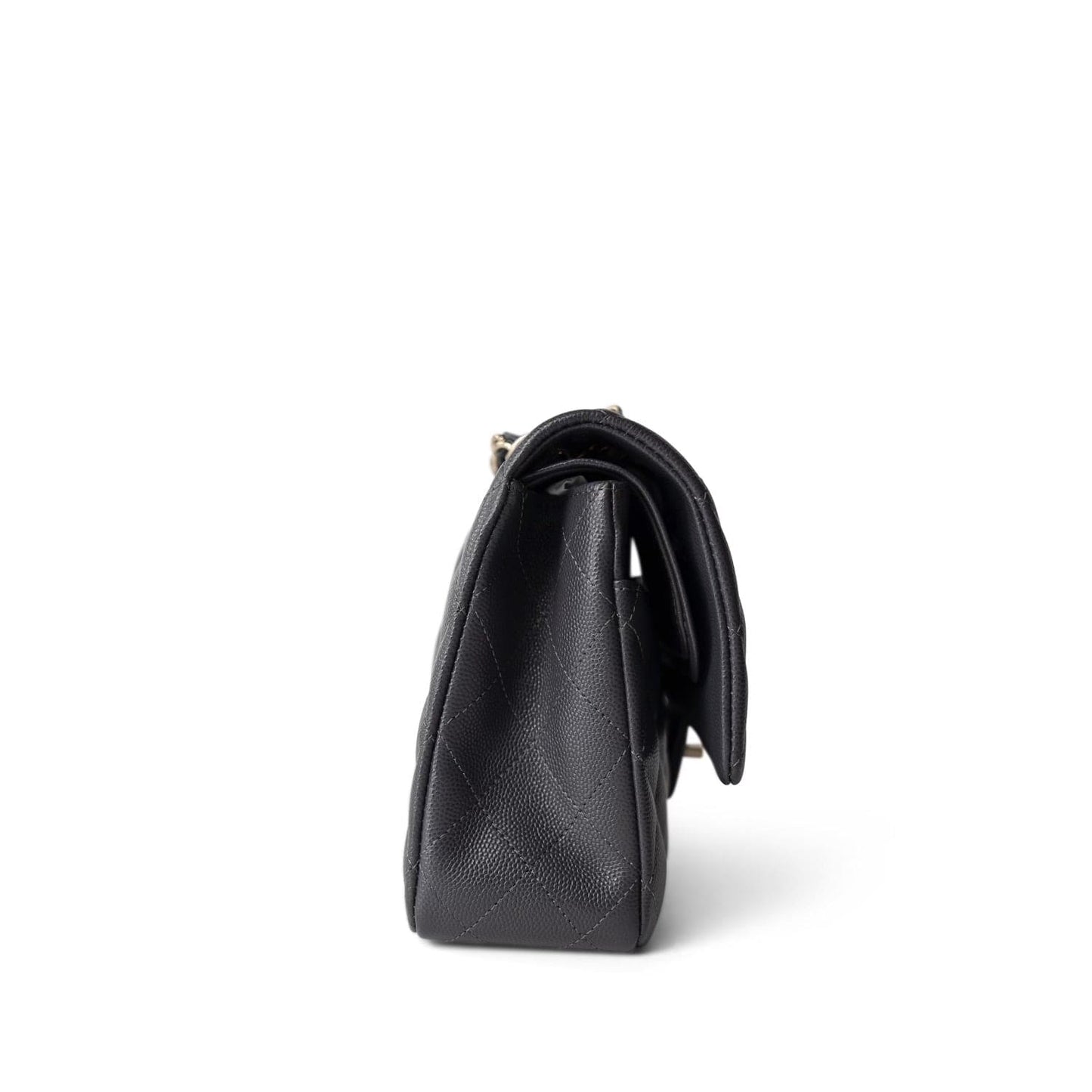 21B Dark Grey Caviar Quilted Classic Flap Medium Light Gold Hardware