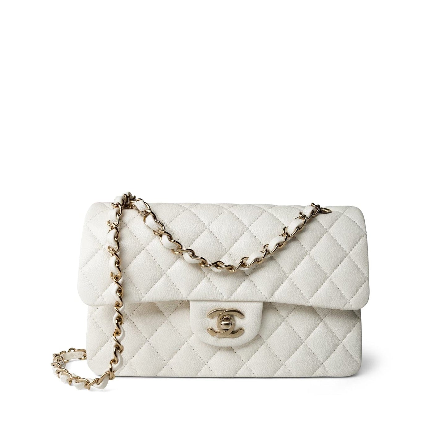 White Caviar Quilted Classic Flap Small LGHW