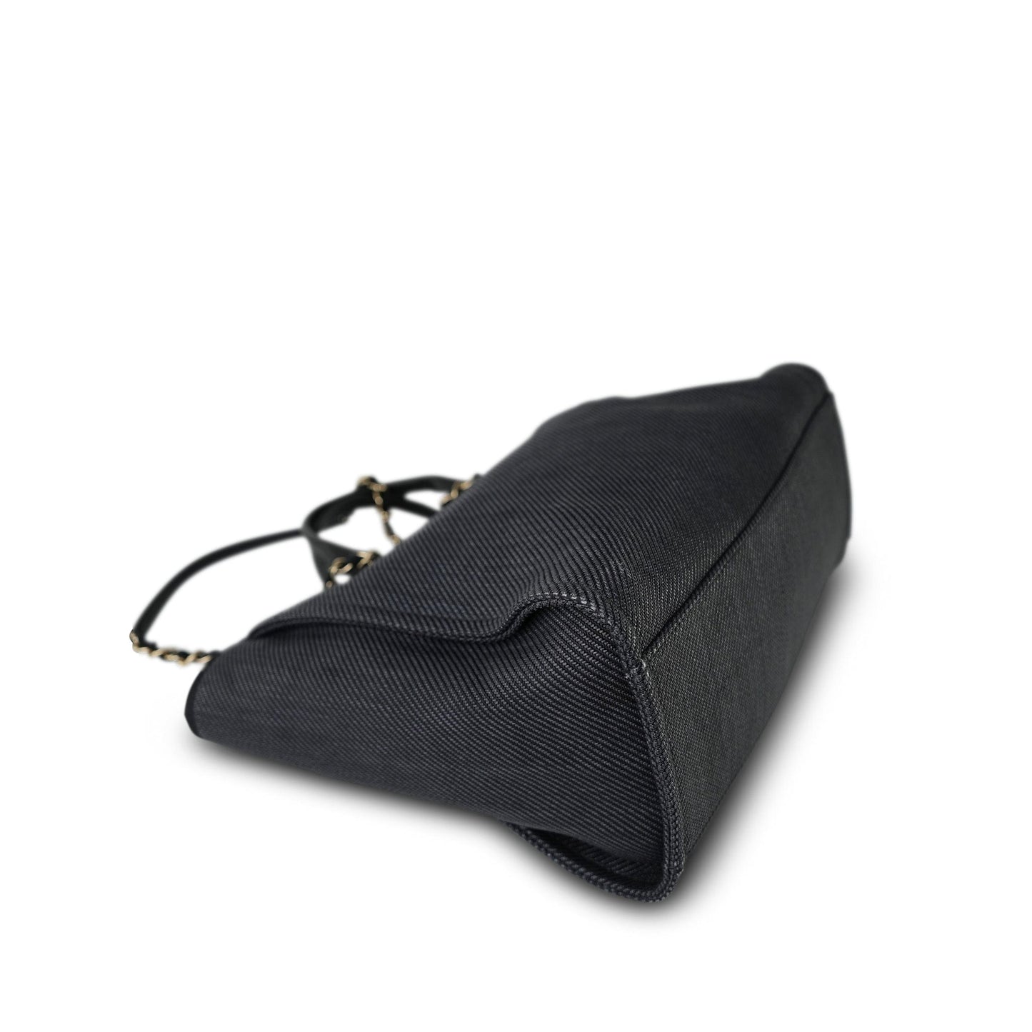 20A Black Mixed Fibers Medium Deauville Tote Light Gold Hardware