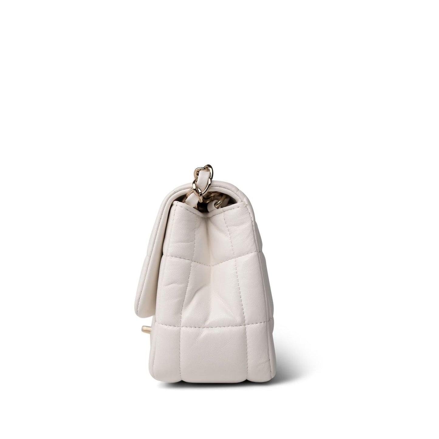 White Lambskin Quilted Monacoco Mini Square Flap LGHW