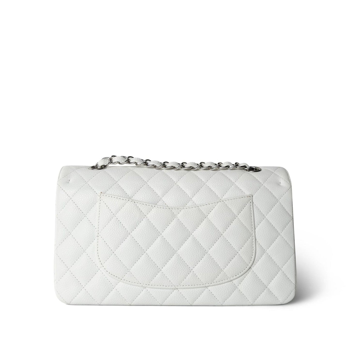 White Caviar Quilted Classic Flap Medium Silver Hardware