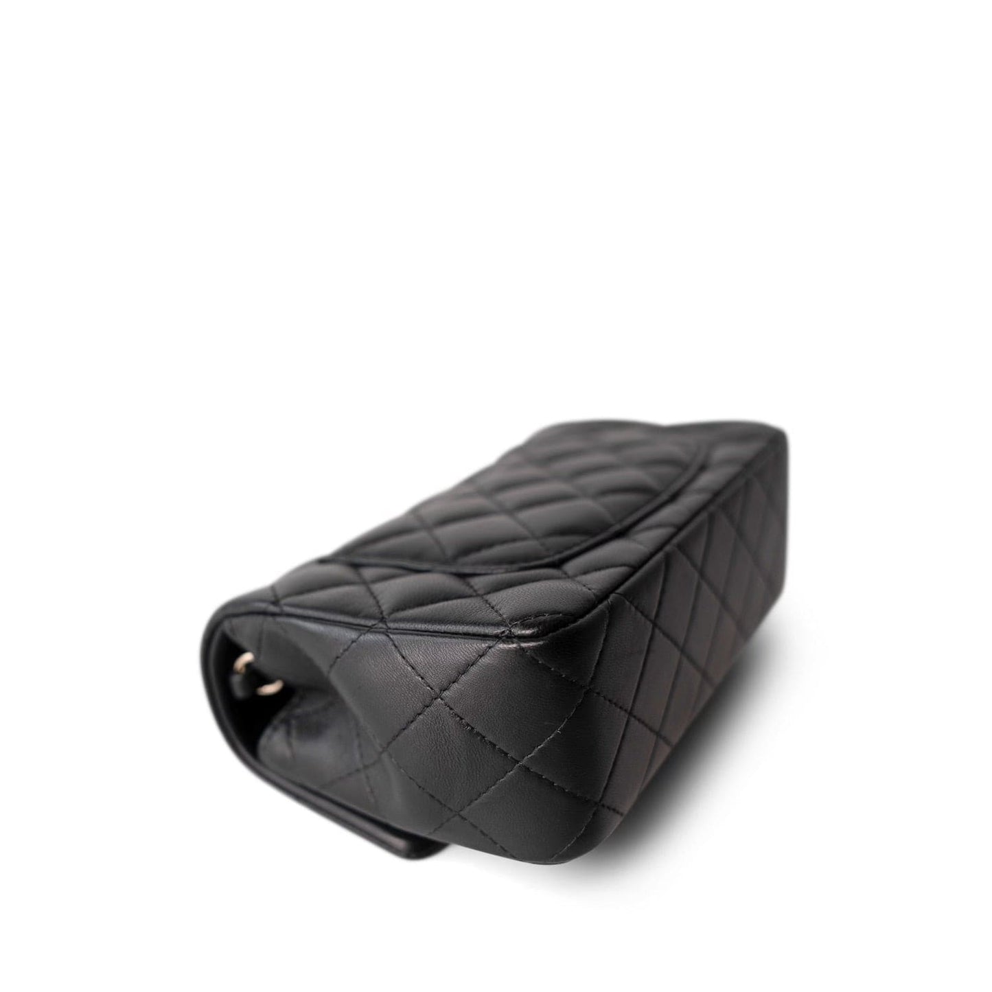 21K Black Lambskin Quilted Mini Rectangular Flap LGHW