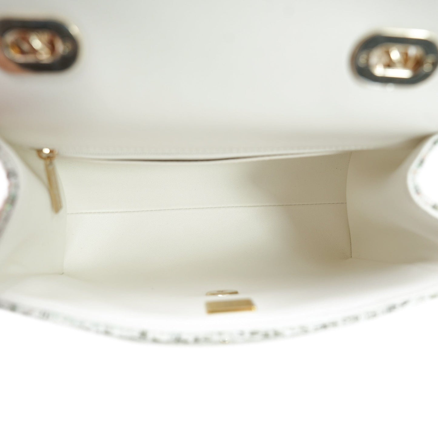 White/Multicolor Sequin Tweed Quilted Top Handle Flap Bag On Chain