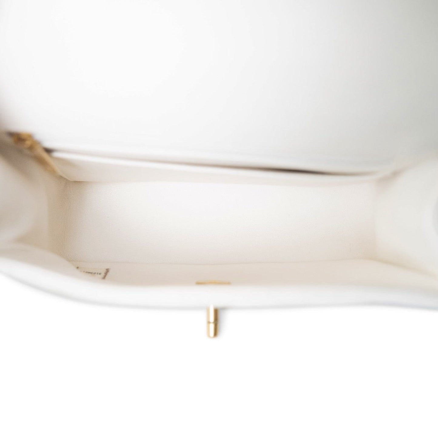 21S Ivory Caviar Quilted Mini Top Handle Antique Gold Hardware