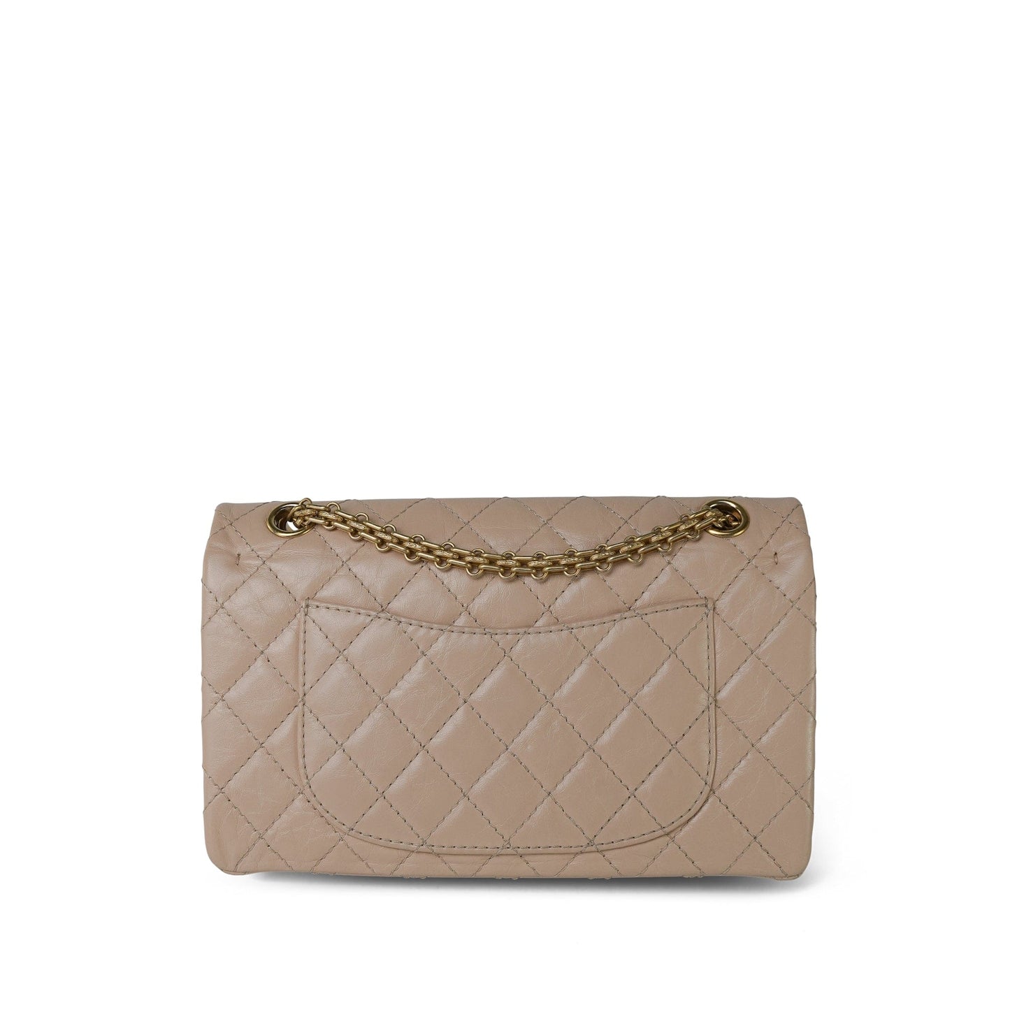 18A Beige Crumpled Calfskin Quilted Reissue 2.55 225 Aged Gold Hardware