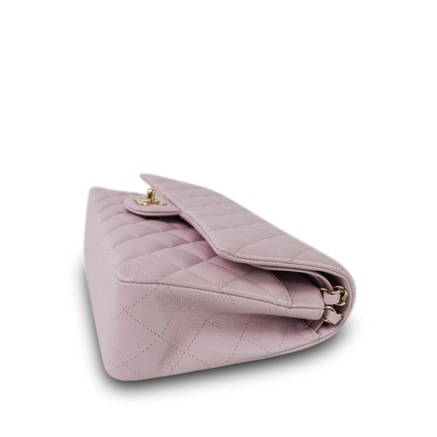 21S Light Pink Caviar Quilted Classic Flap Medium Light Gold Hardware