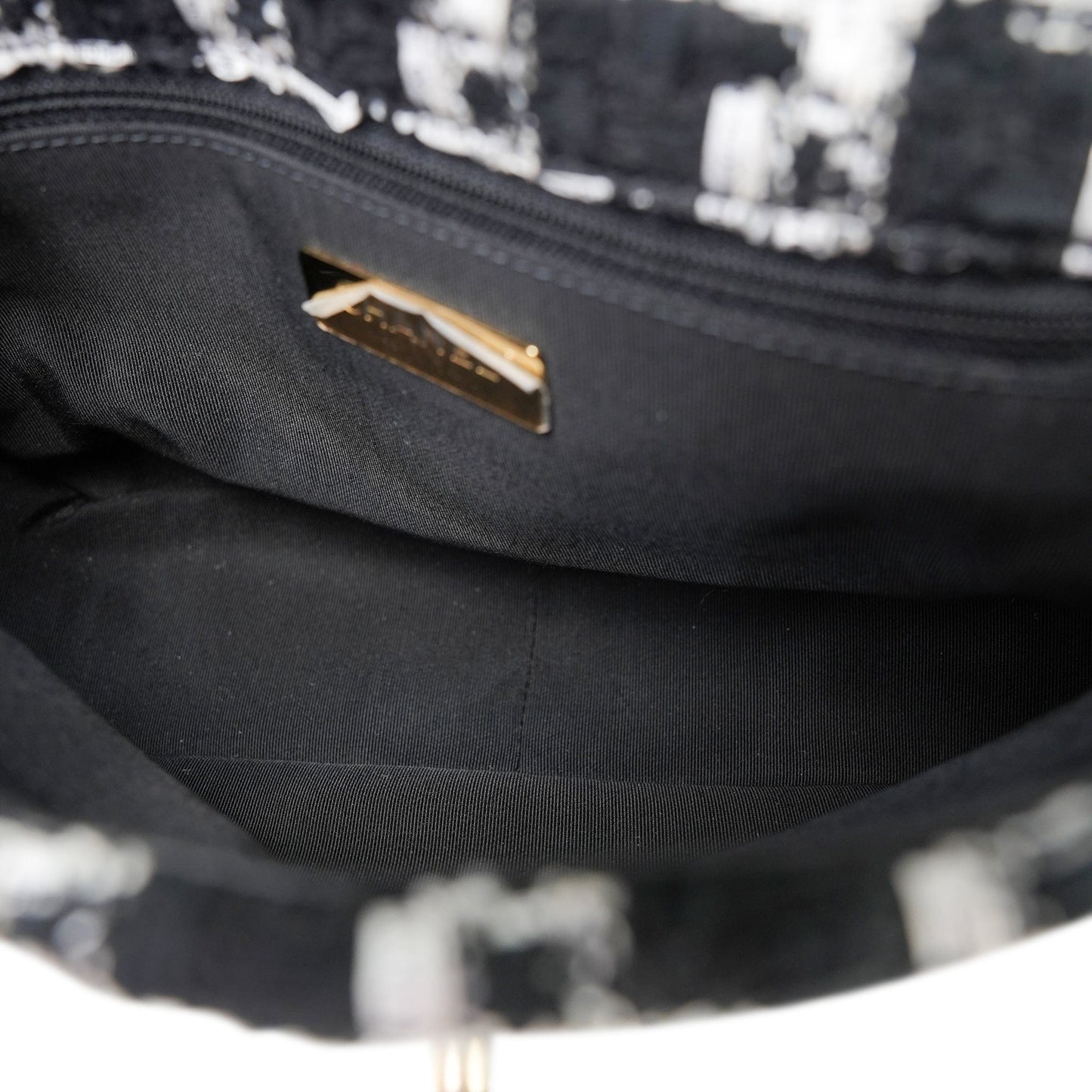 20S Ecru Black & White Tweed Quilted 19 Flap Small Mixed Hardware