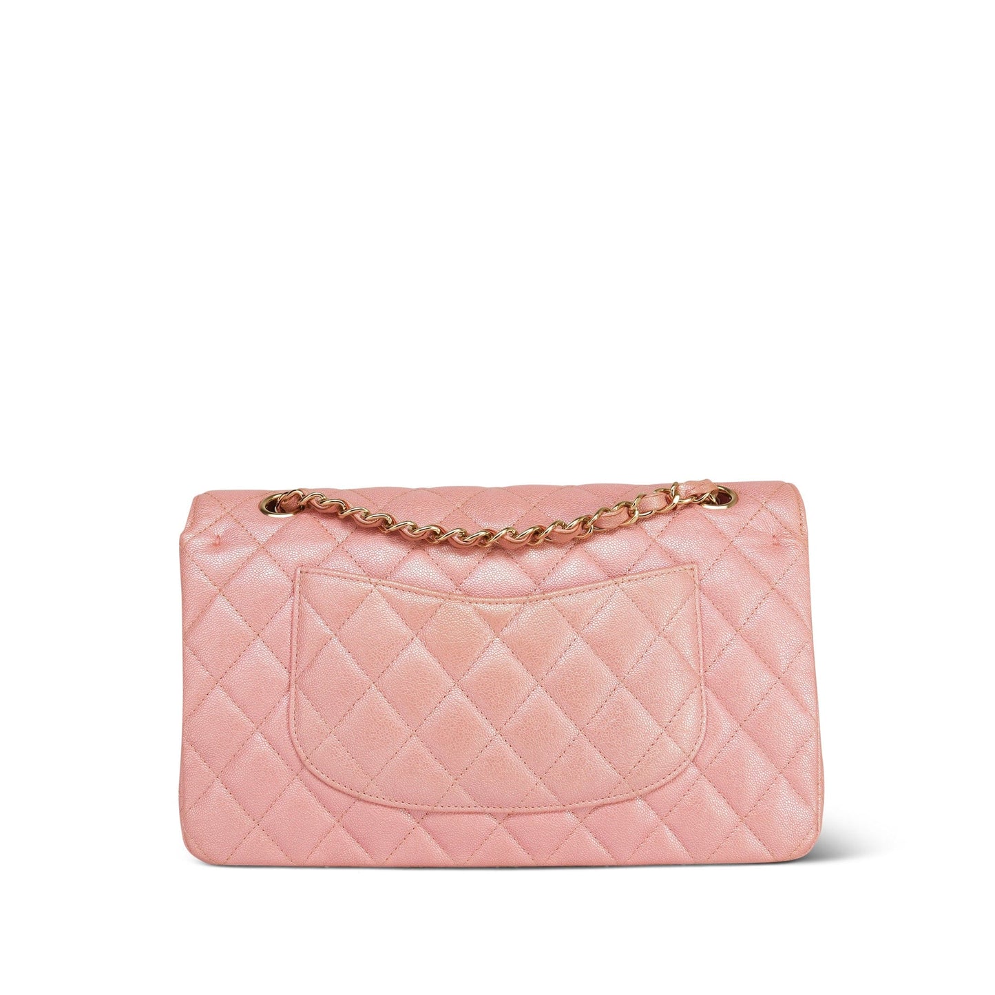 19S Iridescent Pink Caviar Quilted Classic Flap Medium LGHW
