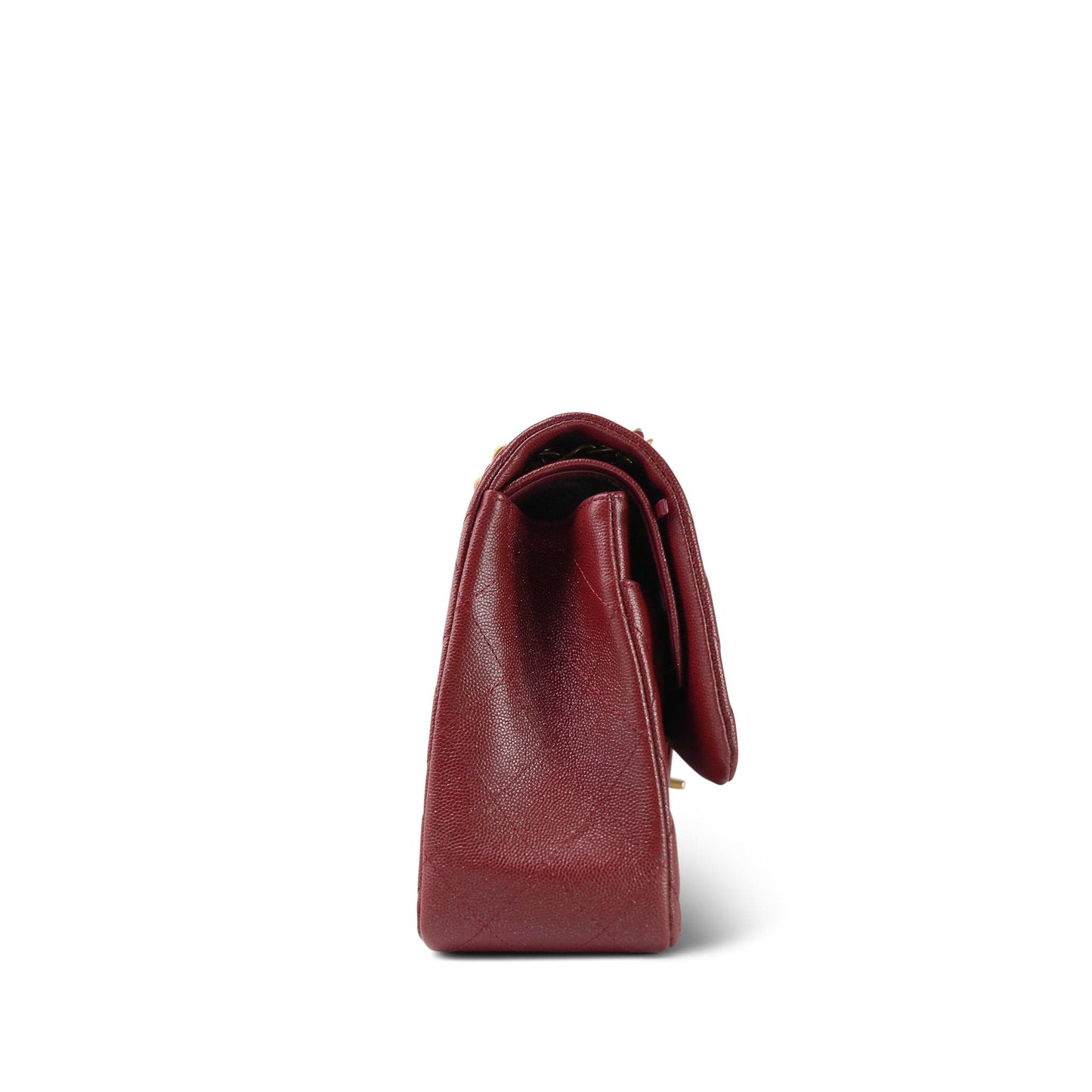 18C Dark Red Glittery Caviar Quilted Jumbo Classic Flap Aged Gold Hardware