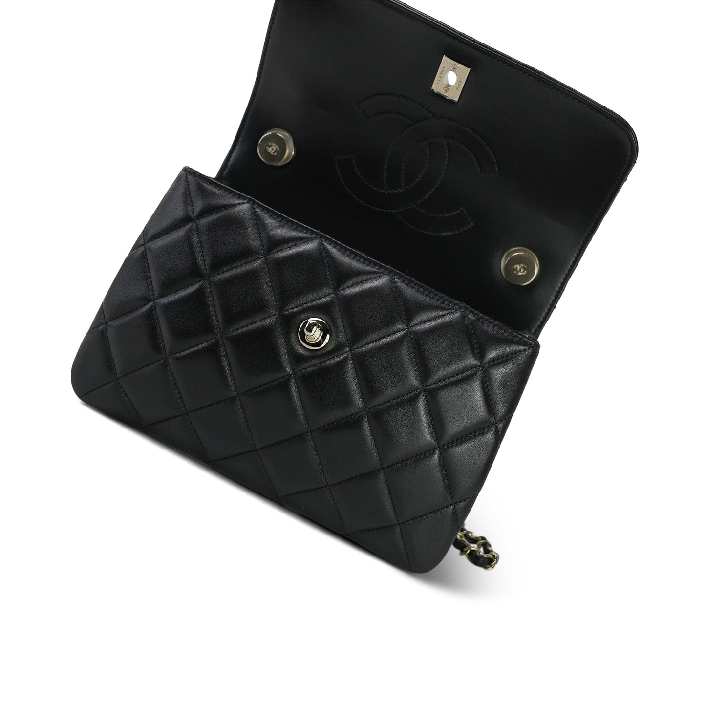 21S Black Lambskin Quilted Small Trendy CC Light Gold Hardware