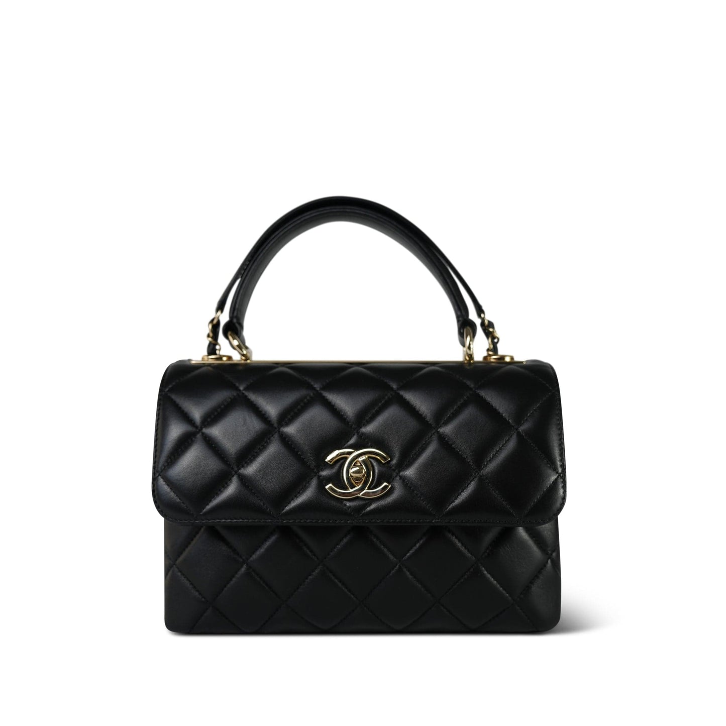 21S Black Lambskin Quilted Small Trendy CC Light Gold Hardware