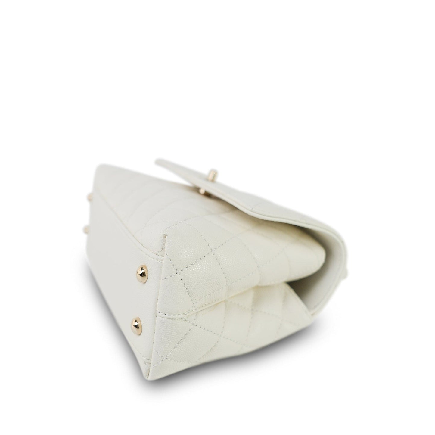 21A White Caviar Quilted Small Coco Handle LGHW